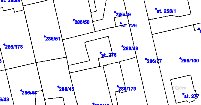 Parcela st. 276 v KÚ Hnidousy, Katastrální mapa