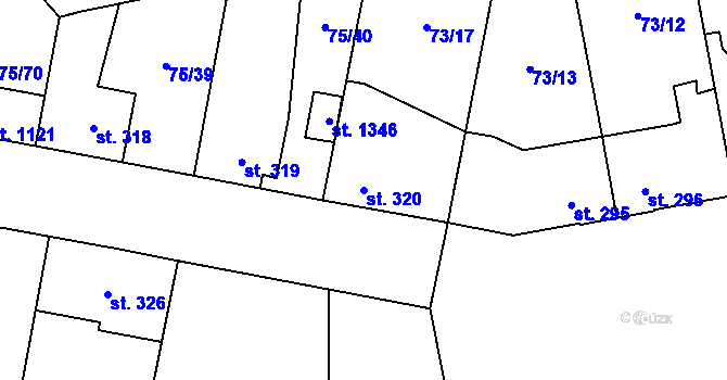 Parcela st. 320 v KÚ Hnidousy, Katastrální mapa