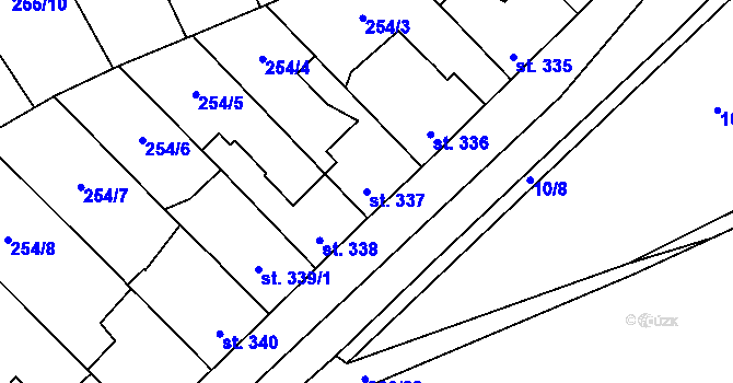 Parcela st. 337 v KÚ Hnidousy, Katastrální mapa