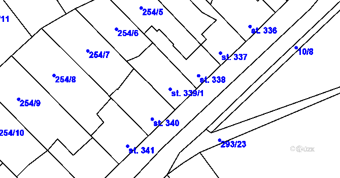 Parcela st. 339/1 v KÚ Hnidousy, Katastrální mapa