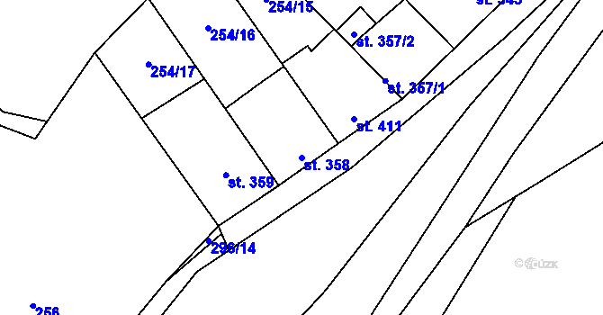 Parcela st. 358 v KÚ Hnidousy, Katastrální mapa