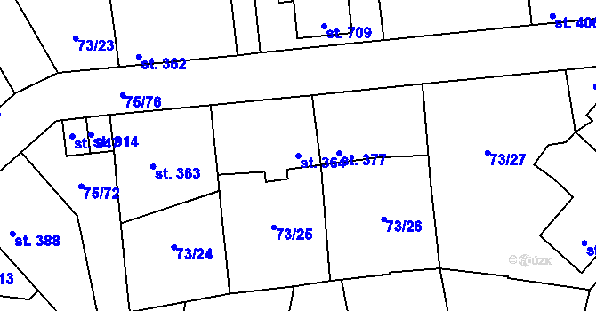 Parcela st. 364 v KÚ Hnidousy, Katastrální mapa