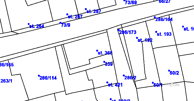 Parcela st. 365 v KÚ Hnidousy, Katastrální mapa