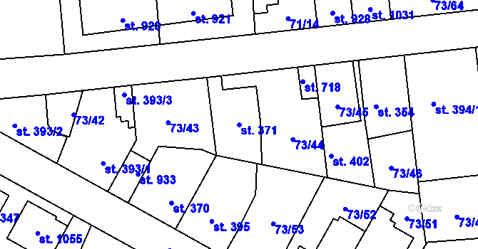Parcela st. 371 v KÚ Hnidousy, Katastrální mapa