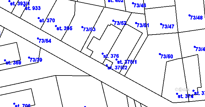 Parcela st. 376 v KÚ Hnidousy, Katastrální mapa