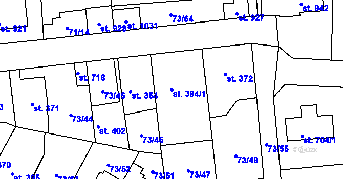 Parcela st. 394/1 v KÚ Hnidousy, Katastrální mapa