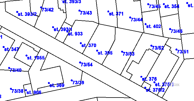 Parcela st. 395 v KÚ Hnidousy, Katastrální mapa