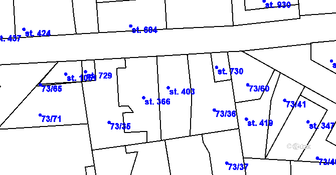 Parcela st. 403 v KÚ Hnidousy, Katastrální mapa