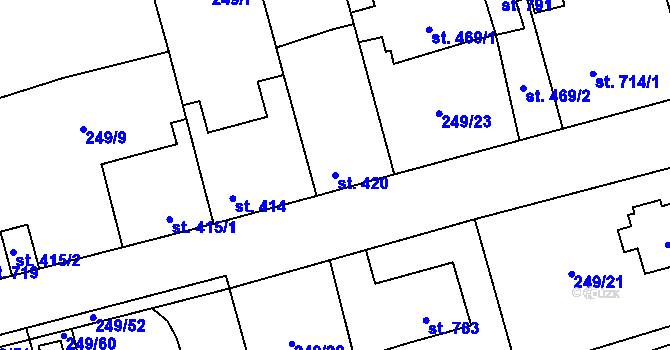 Parcela st. 420 v KÚ Hnidousy, Katastrální mapa