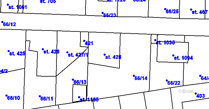 Parcela st. 428 v KÚ Hnidousy, Katastrální mapa