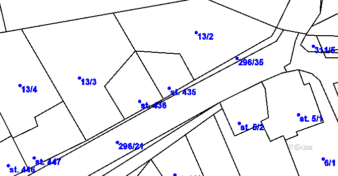 Parcela st. 435 v KÚ Hnidousy, Katastrální mapa