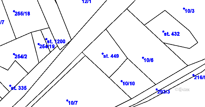 Parcela st. 449 v KÚ Hnidousy, Katastrální mapa