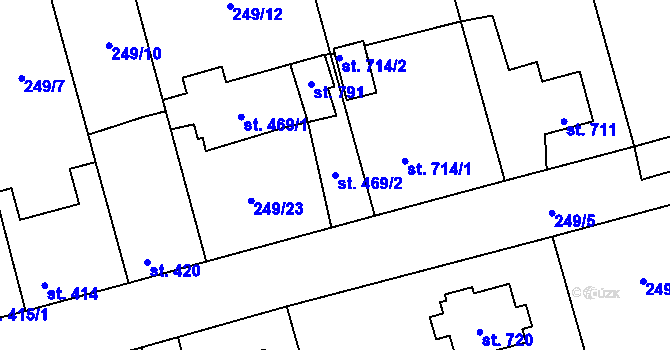 Parcela st. 469/2 v KÚ Hnidousy, Katastrální mapa