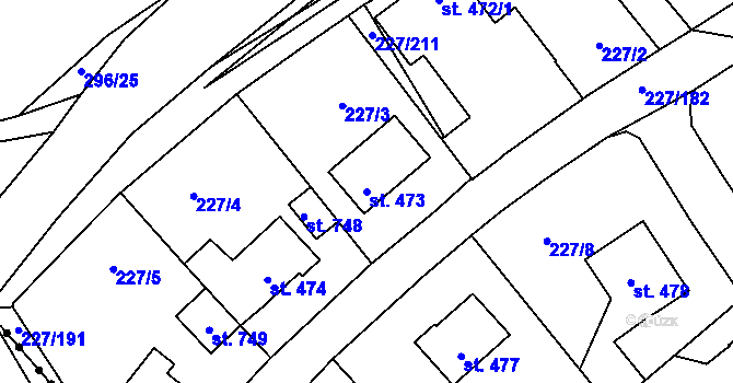 Parcela st. 473 v KÚ Hnidousy, Katastrální mapa