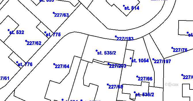 Parcela st. 535/2 v KÚ Hnidousy, Katastrální mapa