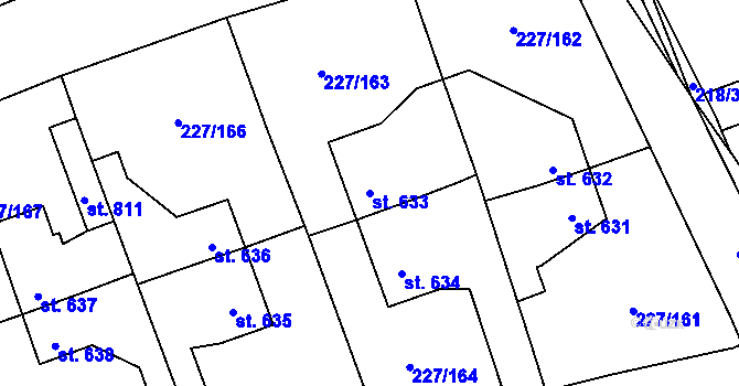 Parcela st. 633 v KÚ Hnidousy, Katastrální mapa