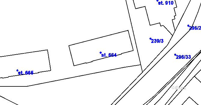 Parcela st. 664 v KÚ Hnidousy, Katastrální mapa