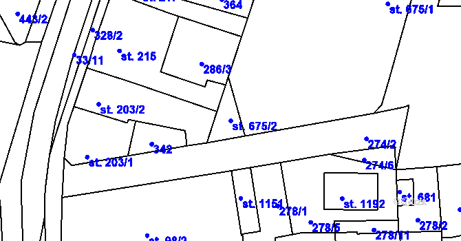 Parcela st. 675/2 v KÚ Hnidousy, Katastrální mapa
