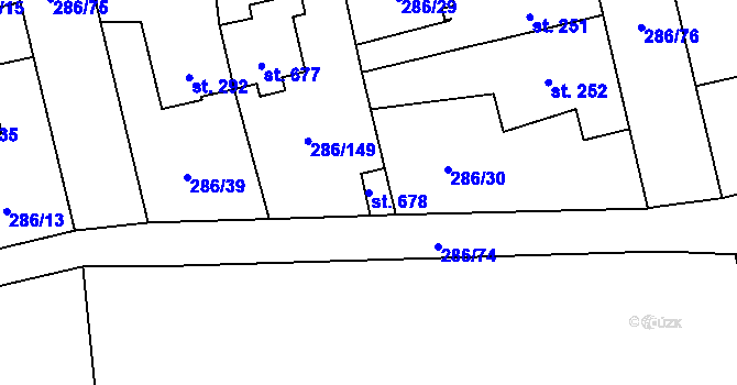 Parcela st. 678 v KÚ Hnidousy, Katastrální mapa