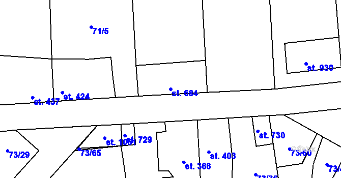 Parcela st. 684 v KÚ Hnidousy, Katastrální mapa