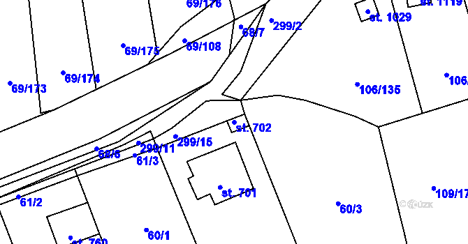 Parcela st. 702 v KÚ Hnidousy, Katastrální mapa