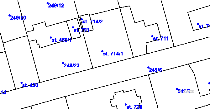 Parcela st. 714 v KÚ Hnidousy, Katastrální mapa