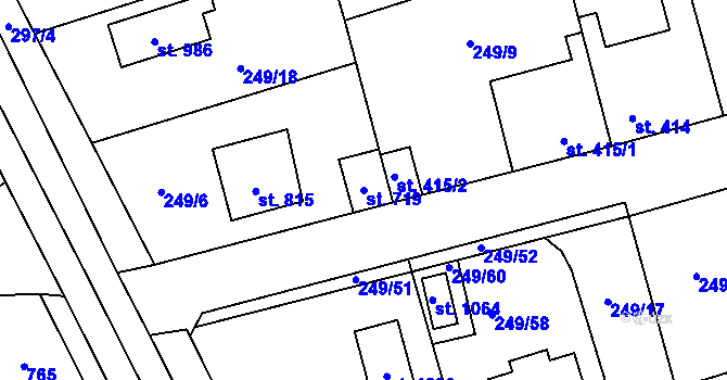 Parcela st. 719 v KÚ Hnidousy, Katastrální mapa