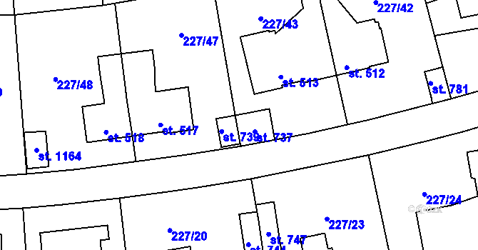 Parcela st. 737 v KÚ Hnidousy, Katastrální mapa