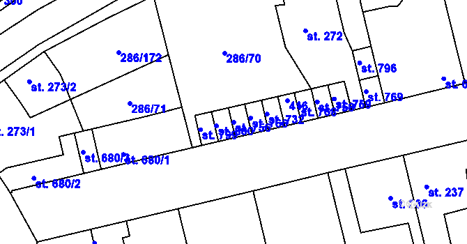 Parcela st. 756 v KÚ Hnidousy, Katastrální mapa