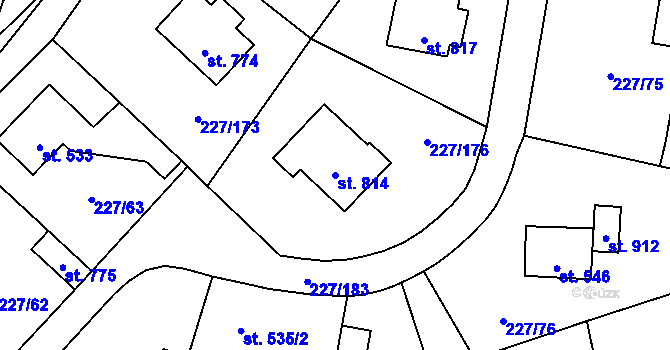 Parcela st. 814 v KÚ Hnidousy, Katastrální mapa