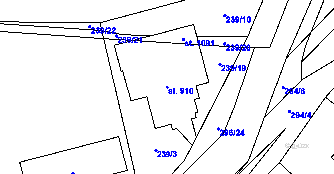 Parcela st. 910 v KÚ Hnidousy, Katastrální mapa