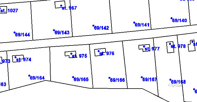 Parcela st. 976 v KÚ Hnidousy, Katastrální mapa