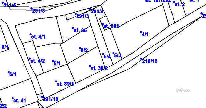 Parcela st. 5/4 v KÚ Hnidousy, Katastrální mapa