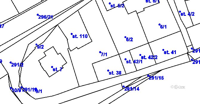 Parcela st. 7/1 v KÚ Hnidousy, Katastrální mapa