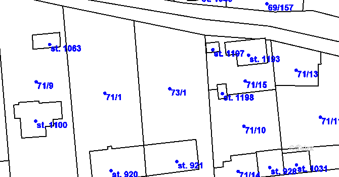 Parcela st. 73/1 v KÚ Hnidousy, Katastrální mapa