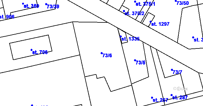 Parcela st. 73/6 v KÚ Hnidousy, Katastrální mapa