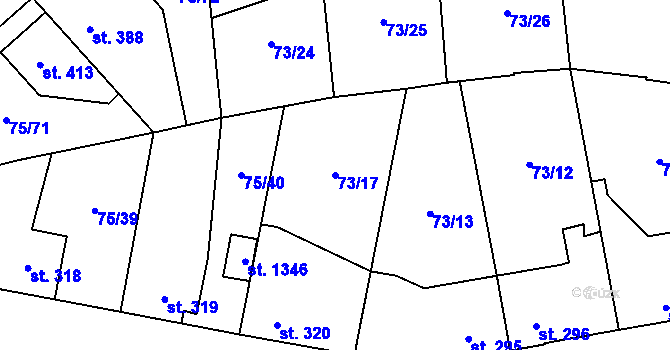 Parcela st. 73/17 v KÚ Hnidousy, Katastrální mapa
