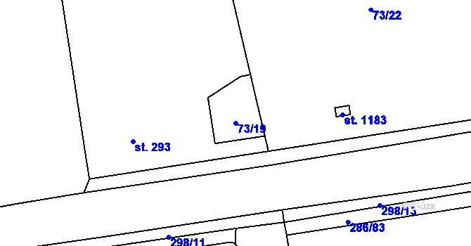Parcela st. 73/19 v KÚ Hnidousy, Katastrální mapa