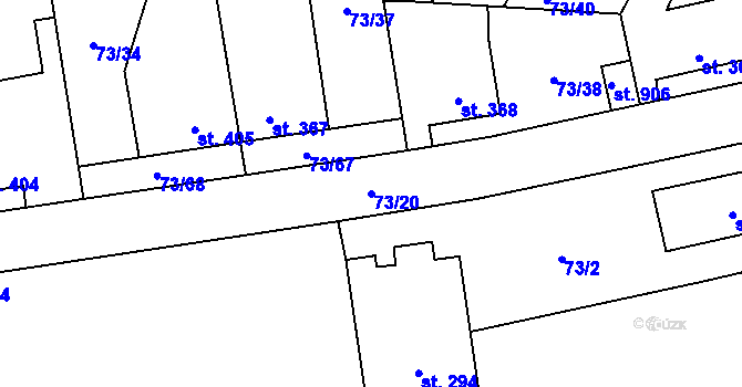 Parcela st. 73/20 v KÚ Hnidousy, Katastrální mapa