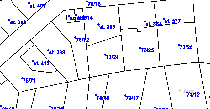 Parcela st. 73/24 v KÚ Hnidousy, Katastrální mapa