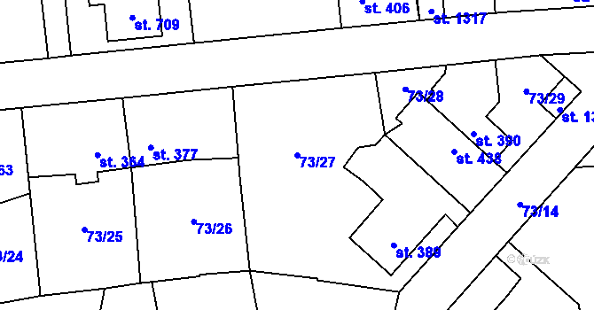 Parcela st. 73/27 v KÚ Hnidousy, Katastrální mapa