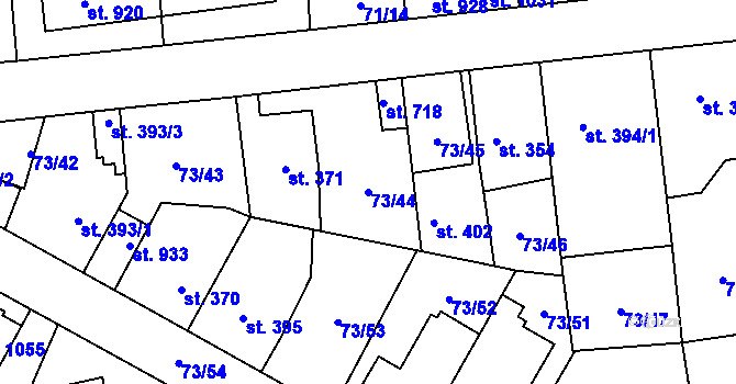 Parcela st. 73/44 v KÚ Hnidousy, Katastrální mapa