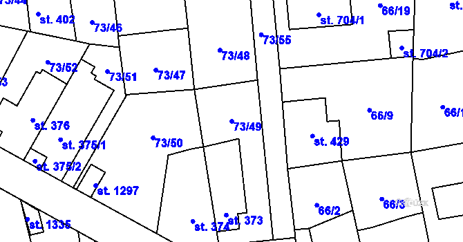 Parcela st. 73/49 v KÚ Hnidousy, Katastrální mapa