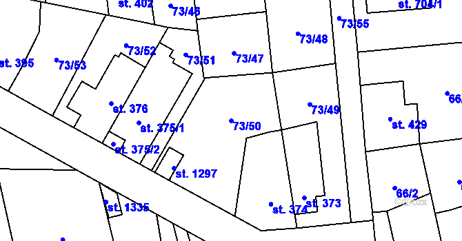 Parcela st. 73/50 v KÚ Hnidousy, Katastrální mapa