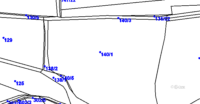 Parcela st. 140/1 v KÚ Hnidousy, Katastrální mapa