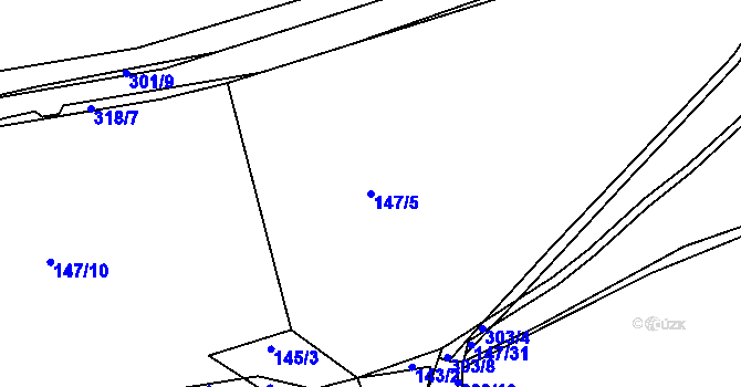 Parcela st. 147/5 v KÚ Hnidousy, Katastrální mapa