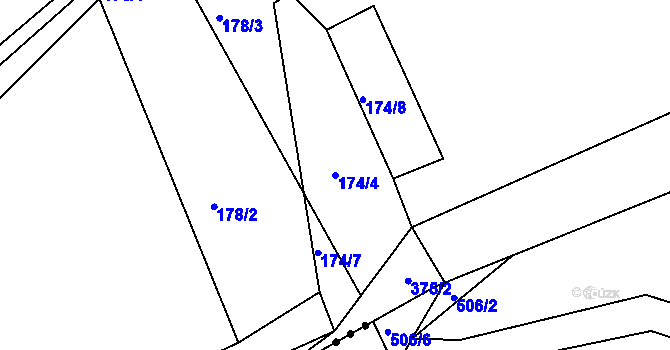 Parcela st. 174/4 v KÚ Hnidousy, Katastrální mapa