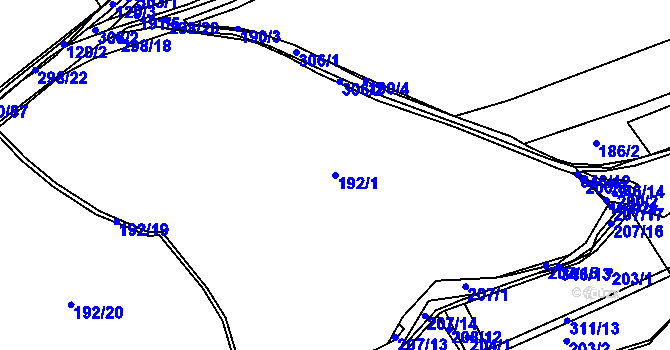 Parcela st. 192/1 v KÚ Hnidousy, Katastrální mapa
