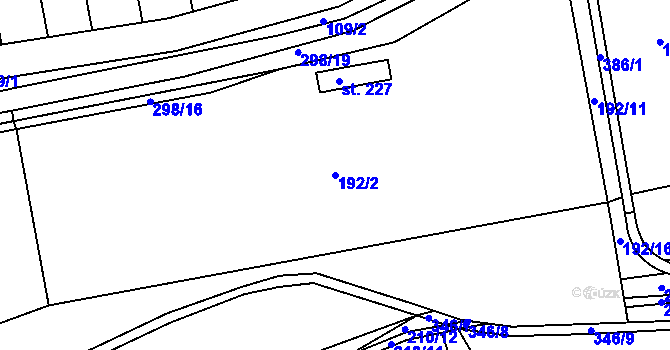 Parcela st. 192/2 v KÚ Hnidousy, Katastrální mapa