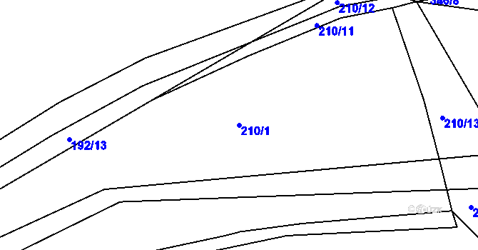 Parcela st. 210/1 v KÚ Hnidousy, Katastrální mapa